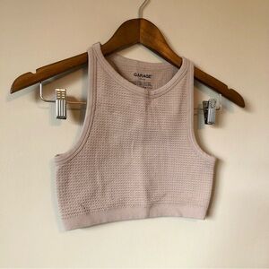 Garage Soft Stretchy Fitted Cropped Sleeveless Tank Crop Top Shirt Tan